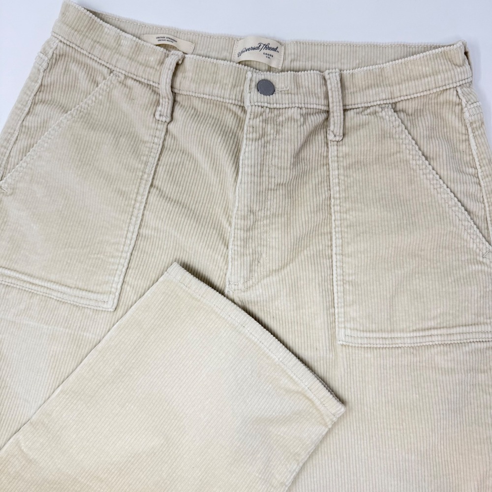 Universal Thread Vintage Straight Corduroy‎ Pants Cream Off-White Women's 14/32R